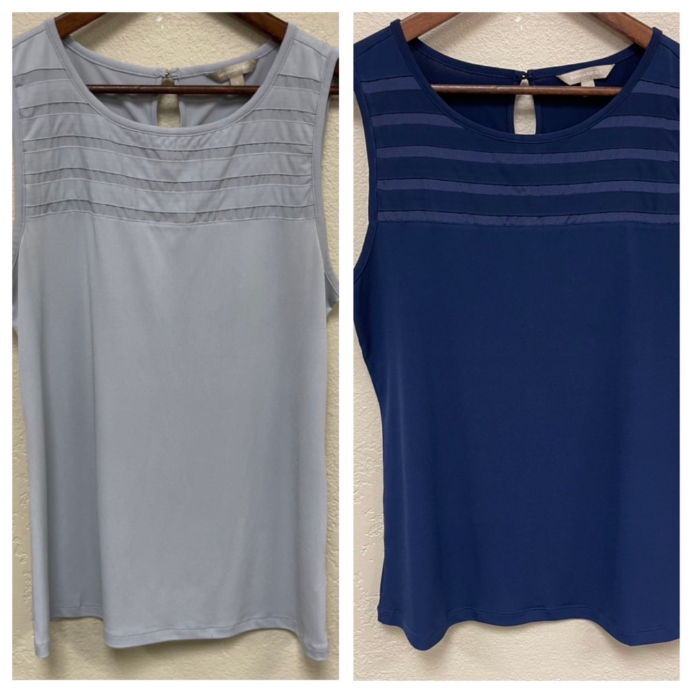 TWO Banana Republic Sleeveless Tops - Both Like New - Size Large - 1 grey 1 Blue
